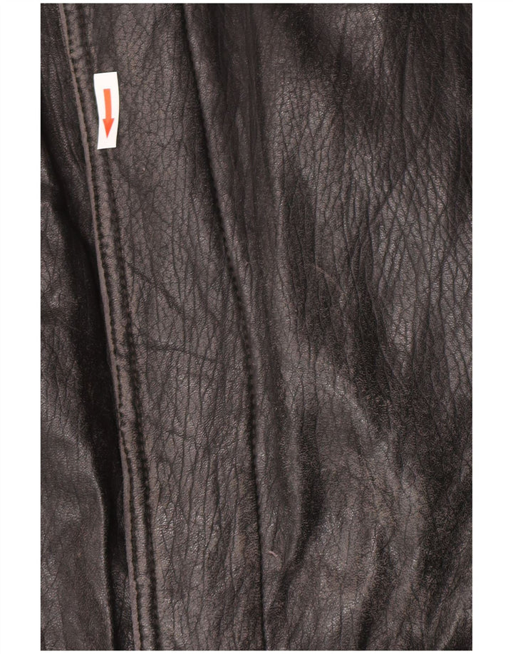 Giacca in pelle vintage da donna IT 52 2XL Pelle nera