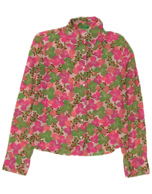 Camicia da donna Benetton UK 14 rosa medio floreale