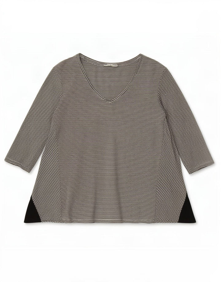 Top Zara da donna manica 3/4 UK 10 piccolo poliestere gessato nero