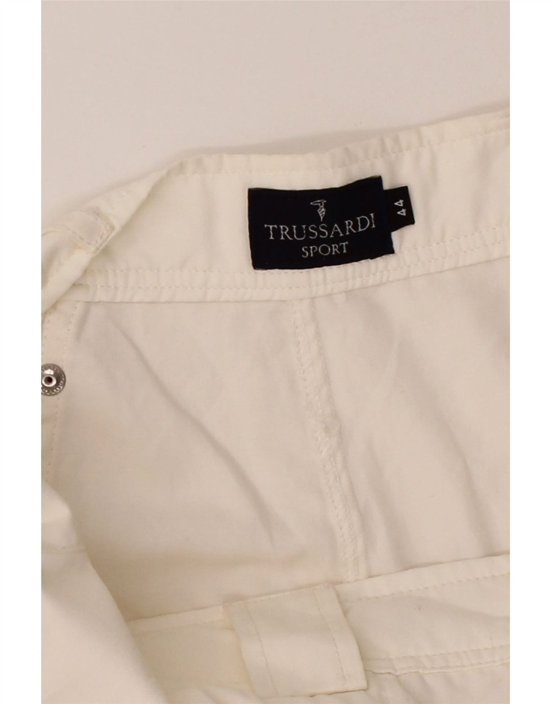 TRUSSARDI Womens Straight Casual Trousers IT 44 Medium W32 L32 Off White Vintage Trussardi and Second-Hand Trussardi from Messina Hembry 