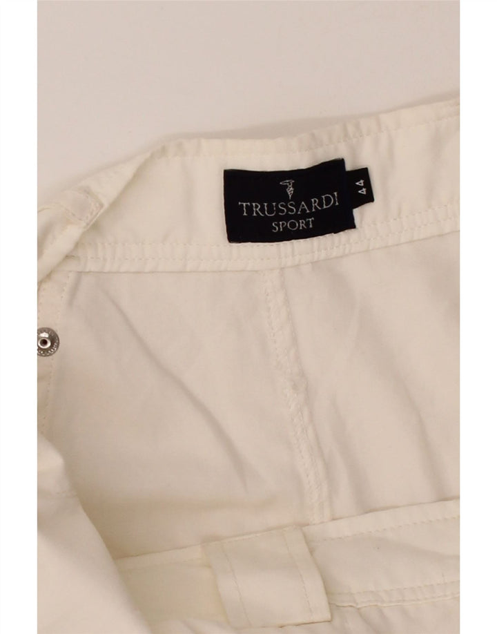 TRUSSARDI Womens Straight Casual Trousers IT 44 Medium W32 L32 Off White Vintage Trussardi and Second-Hand Trussardi from Messina Hembry 