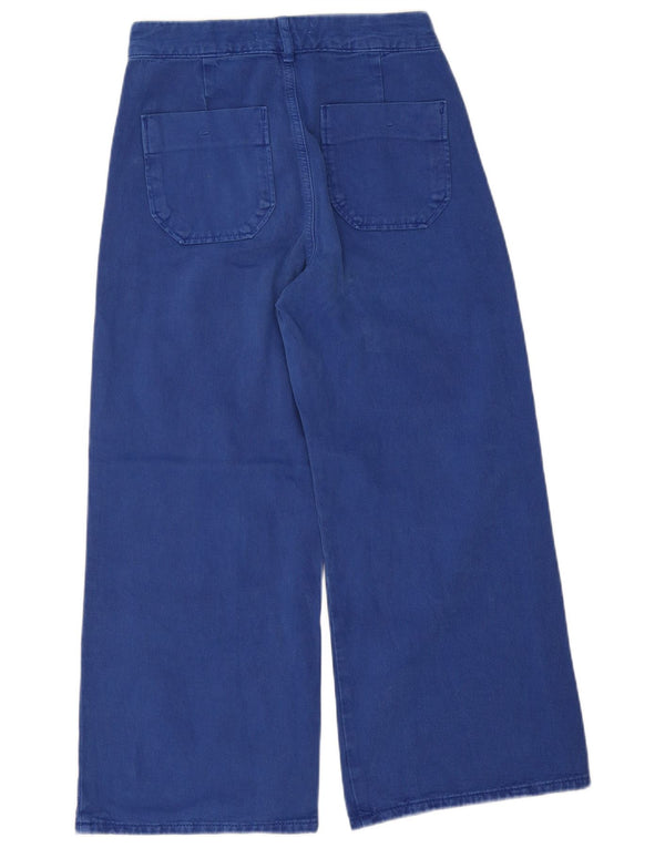 Jeans corti da donna Zara a vita alta con gamba larga EU 38 Small W28 L24 Blu