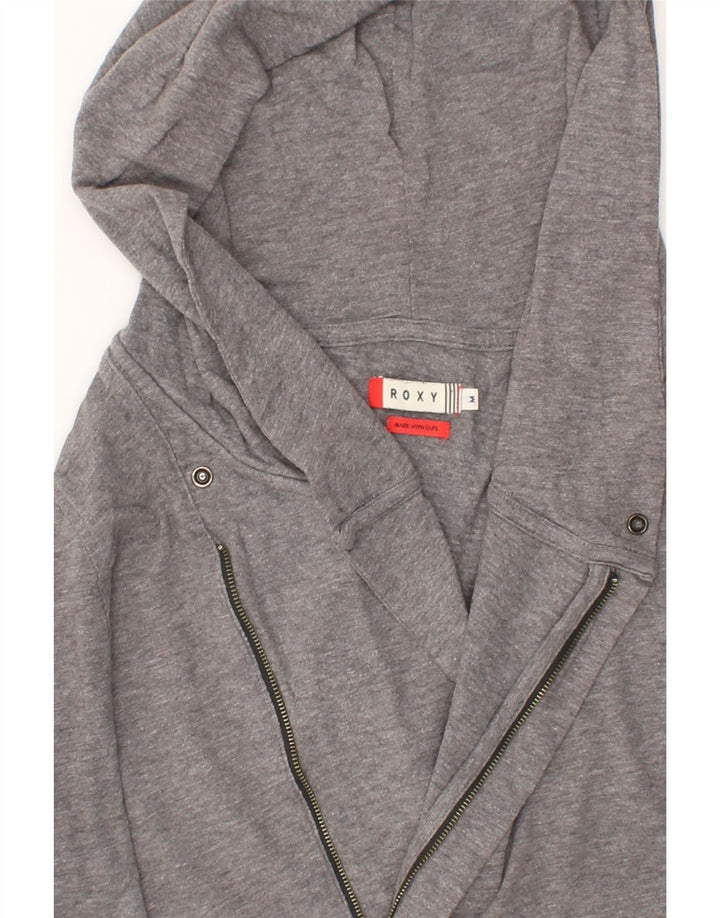 ROXY Womens Zip Hoodie Sweater UK 14 Medium Grey Cotton Vintage Roxy and Second-Hand Roxy from Messina Hembry 