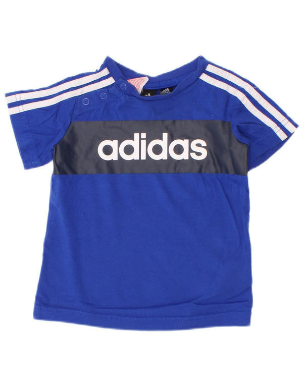 Maglietta grafica Adidas da bambino, 9-12 mesi, in cotone color block blu