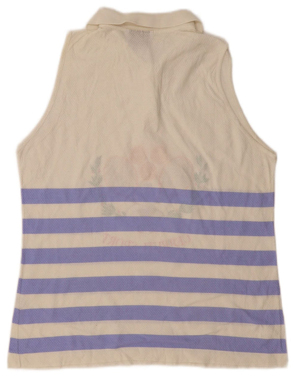 CERRUTI 1881 Womens Graphic Polo Shirt IT 44 Medium Off White Striped