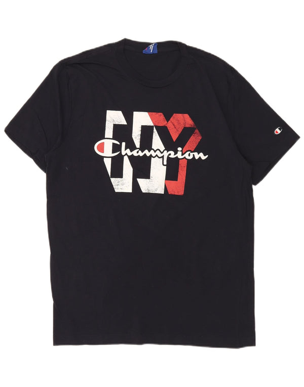 T-shirt grafica da uomo CHAMPION Top grande blu navy