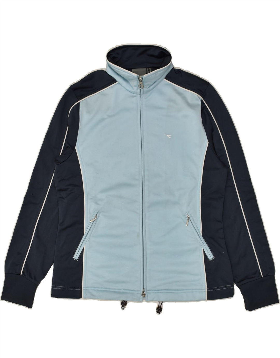 DIADORA Womens Tracksuit Top Jacket UK 8 Small  Blue Colourblock Polyester | Vintage Diadora | Thrift | Second-Hand Diadora | Used Clothing | Messina Hembry 
