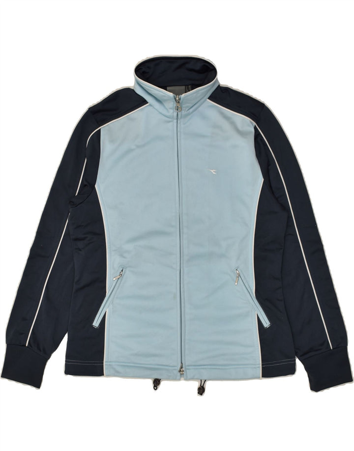 DIADORA Womens Tracksuit Top Jacket UK 8 Small  Blue Colourblock Polyester | Vintage Diadora | Thrift | Second-Hand Diadora | Used Clothing | Messina Hembry 