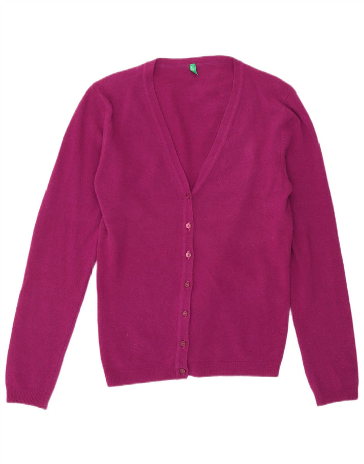 Maglione cardigan da donna Benetton UK 8 piccolo lana viola
