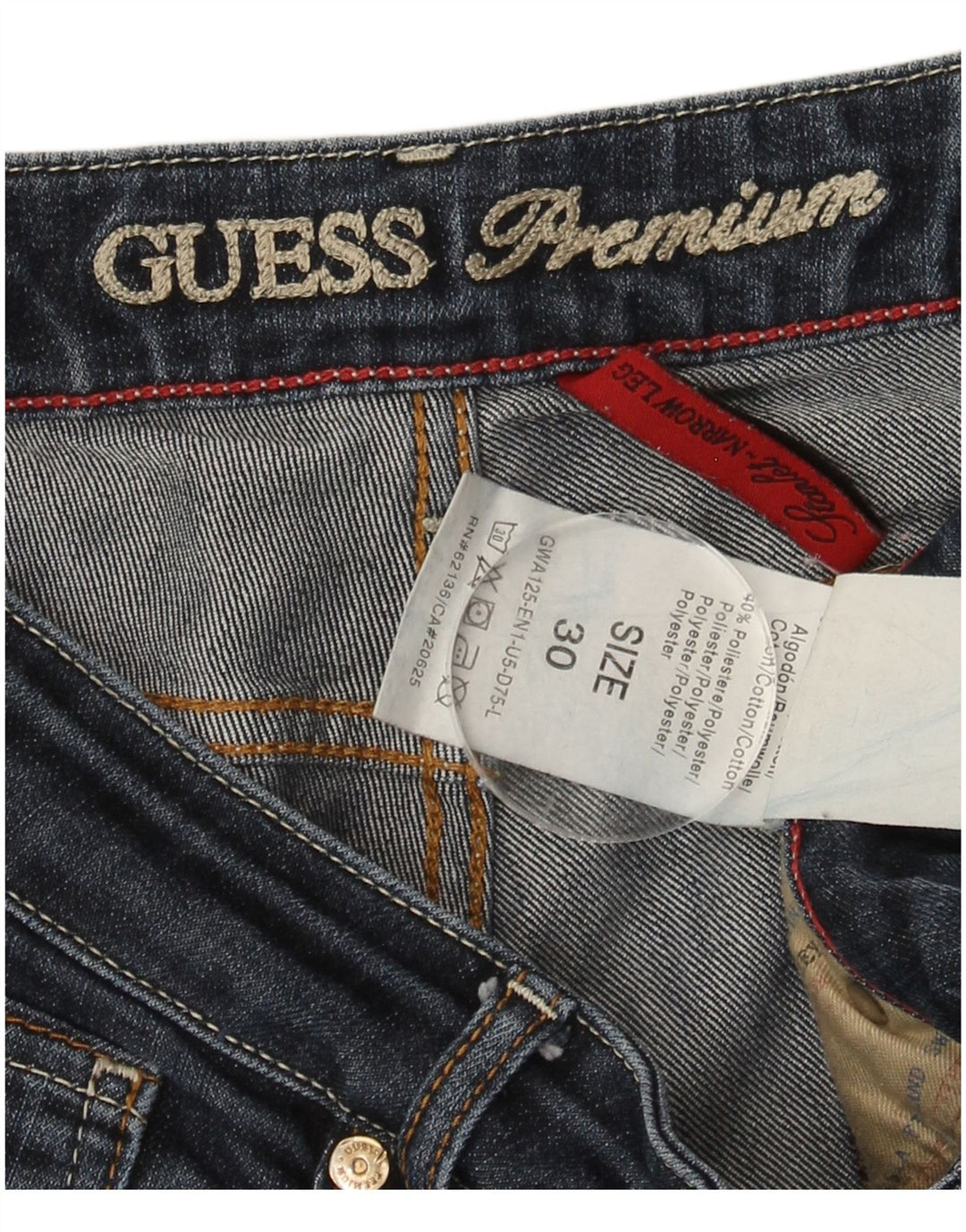 GUESS Womens Slim Jeans W30 L32 Navy Blue Cotton