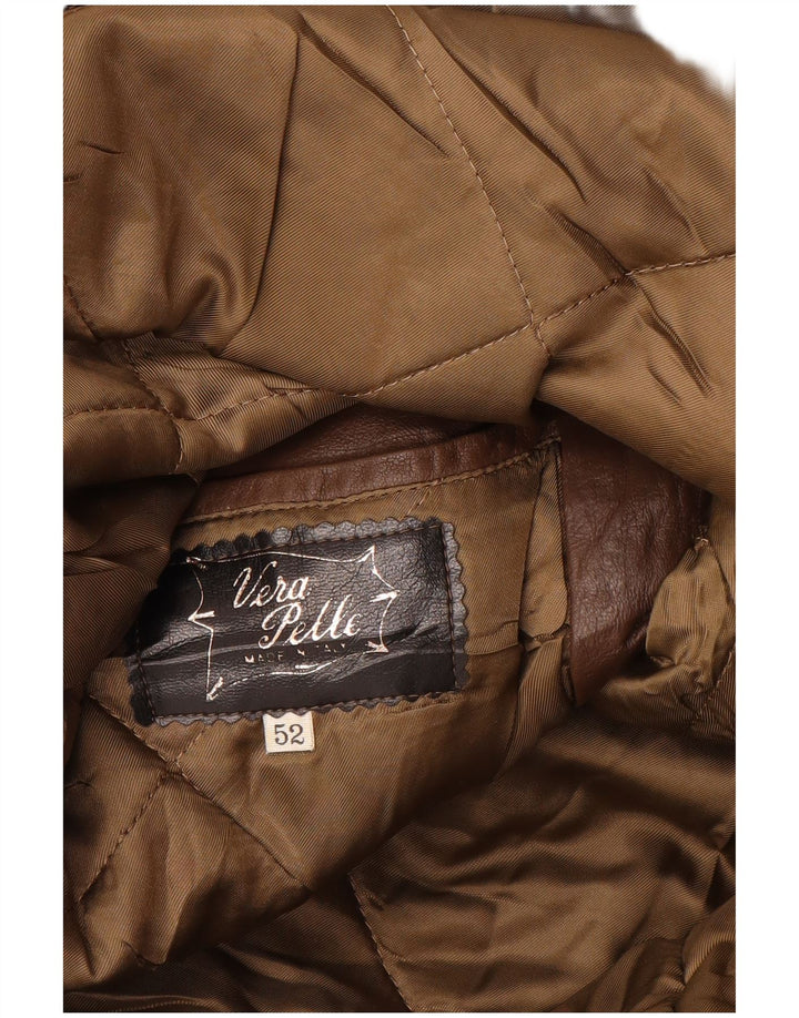Giacca in Pelle Uomo VINTAGE IT 52 XL Pelle Marrone