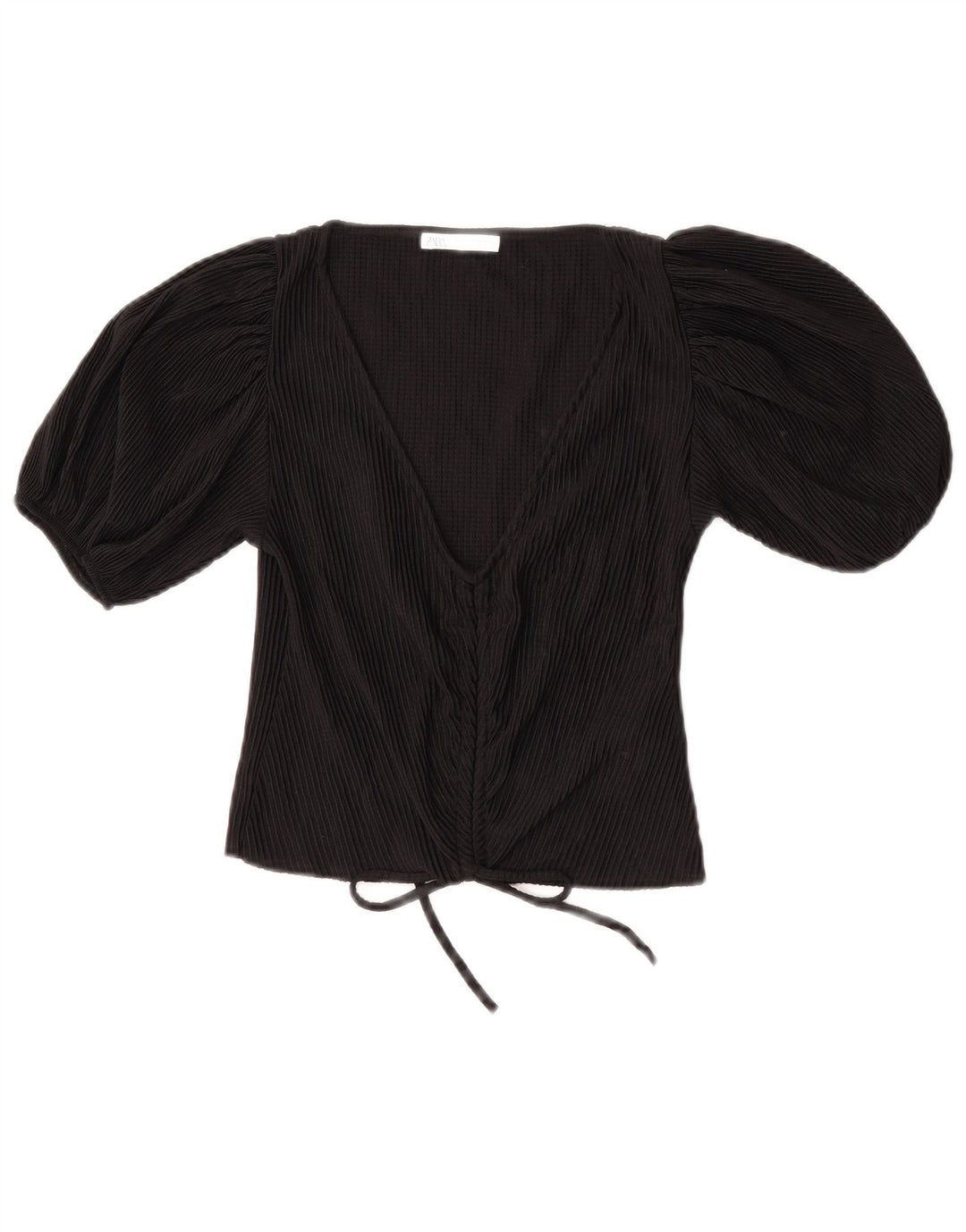 Top corto da donna Zara in camicetta UK 8 piccolo poliestere nero