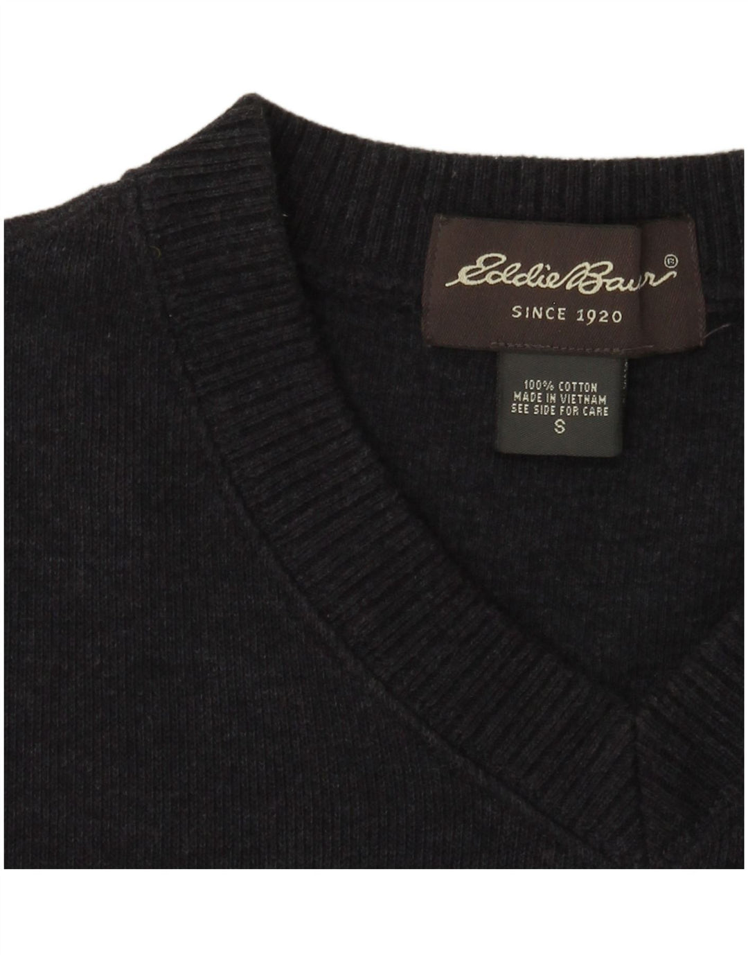 Maglione da uomo con scollo a V Eddie Bauer piccolo in cotone blu navy