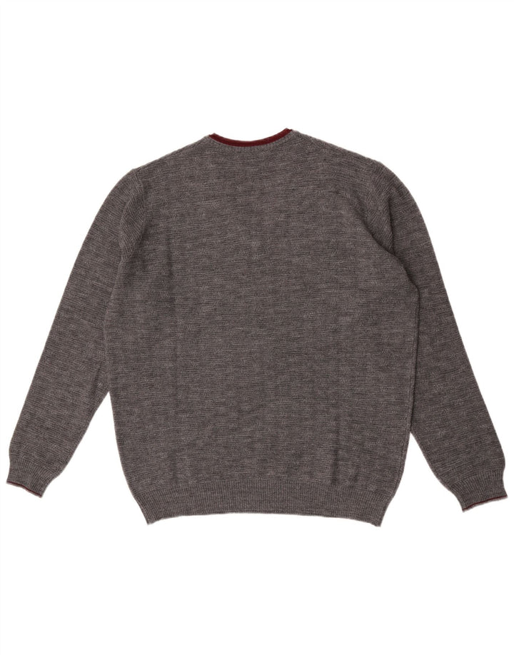 Maglione da uomo con scollo a V Il Granchio, lana grande, grigio screziato