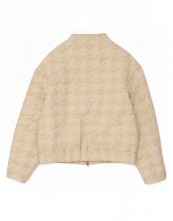 Giubbotto bomber vestibilità ampia da donna Zara UK 14 pied de poule beige medio