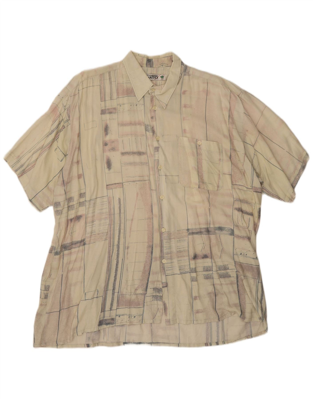 Camicia Vintage da Uomo a Maniche Corte XL Beige