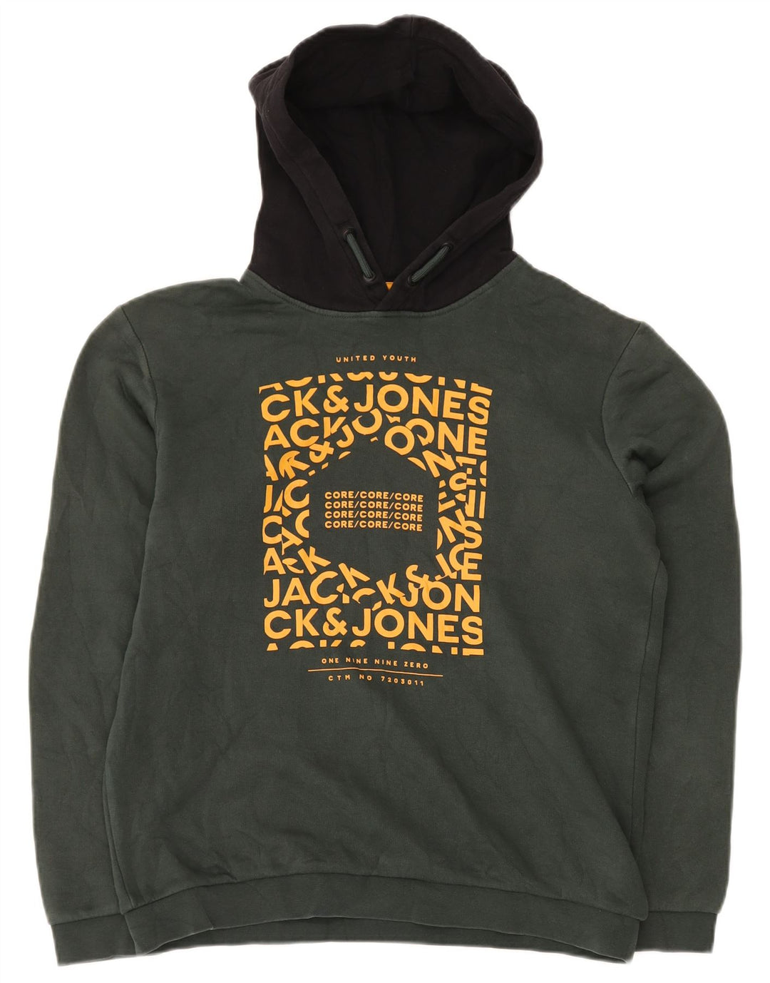 JACK & JONES Felpa con cappuccio grafica per ragazzi 15-16 anni Colore verde a blocchi