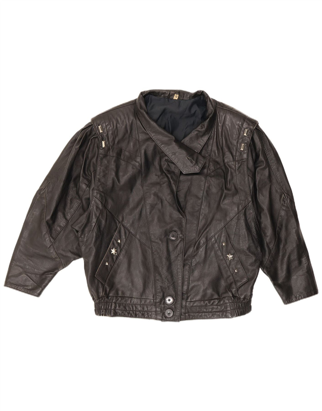 Giacca in pelle da donna VINTAGE EU 38 media nera