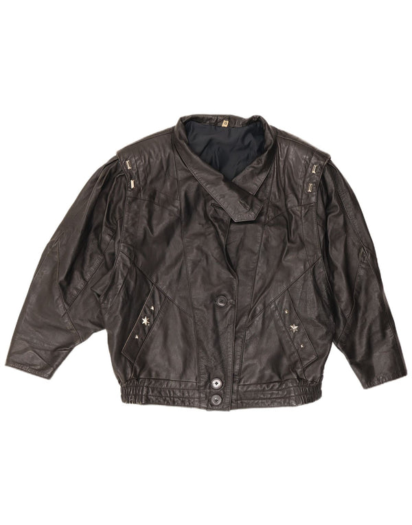 Giacca in pelle da donna VINTAGE EU 38 media nera