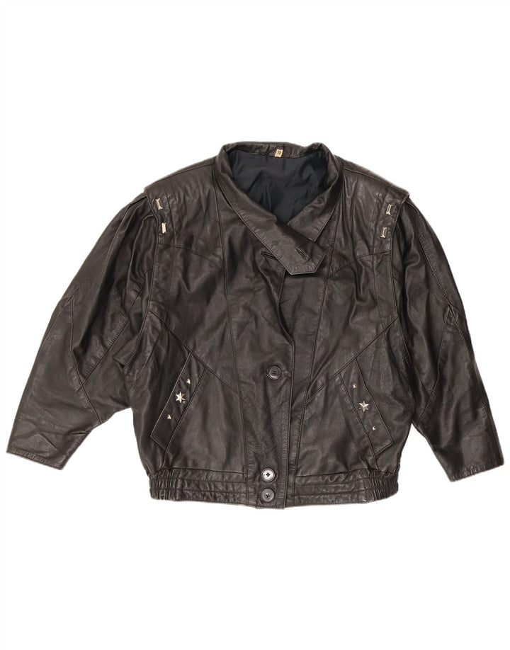 Giacca in pelle da donna VINTAGE EU 38 media nera