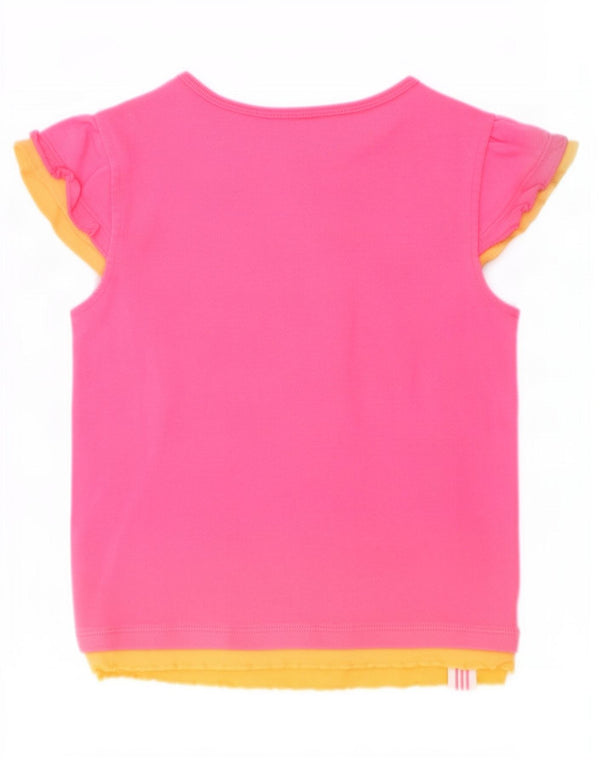 Adidas Girls Graphic T-Shirt Top 5-6 Years Pink Colourblock Cotton
