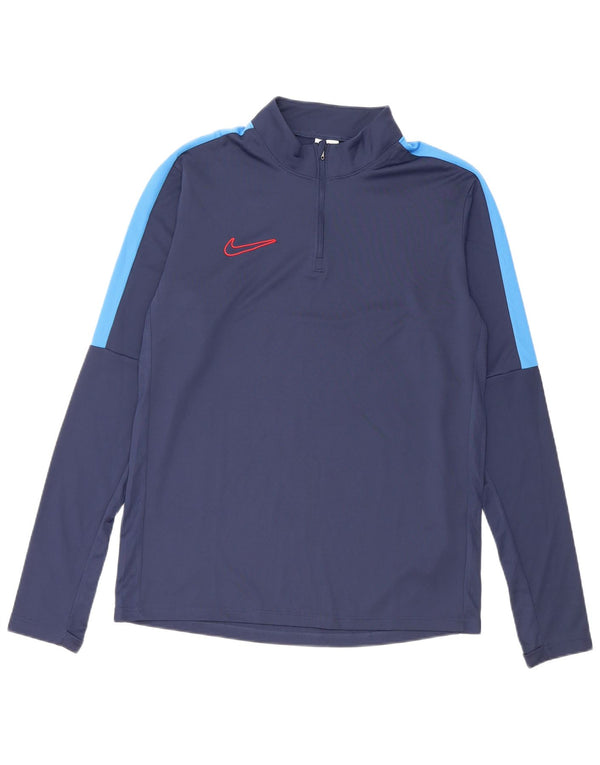 Top della tuta pullover Nike Dri Fit da uomo, color block medio blu navy