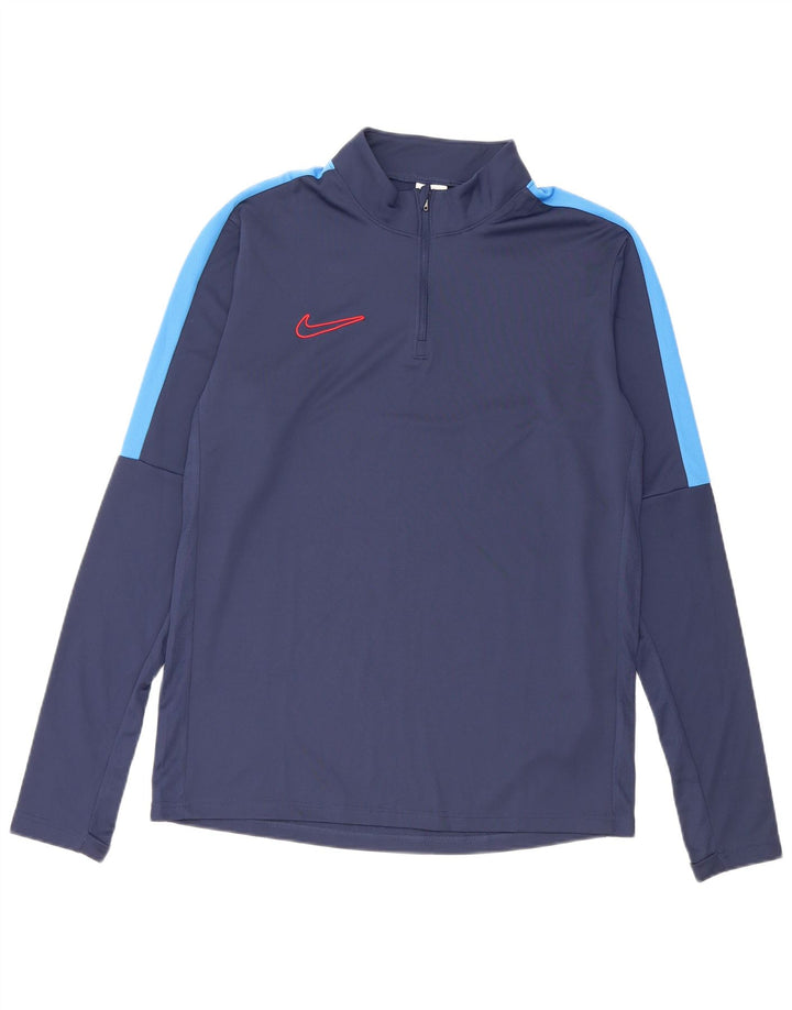 Top della tuta pullover Nike Dri Fit da uomo, color block medio blu navy