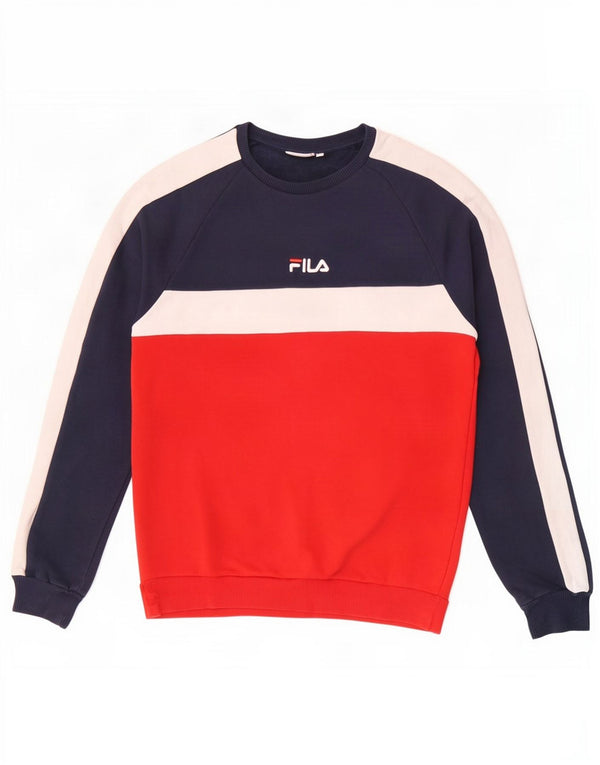Fila Felpa da uomo Maglione in cotone color block medio blu navy