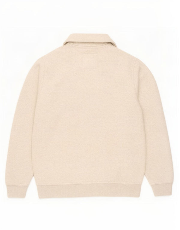 Crew Clothing Felpa da uomo con collo con zip Maglione in cotone chiazzato beige medio
