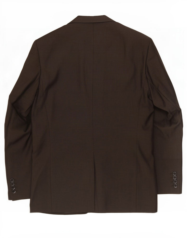 Giacca blazer da uomo a 3 bottoni Hugo Boss EU 51 grande lana vergine marrone