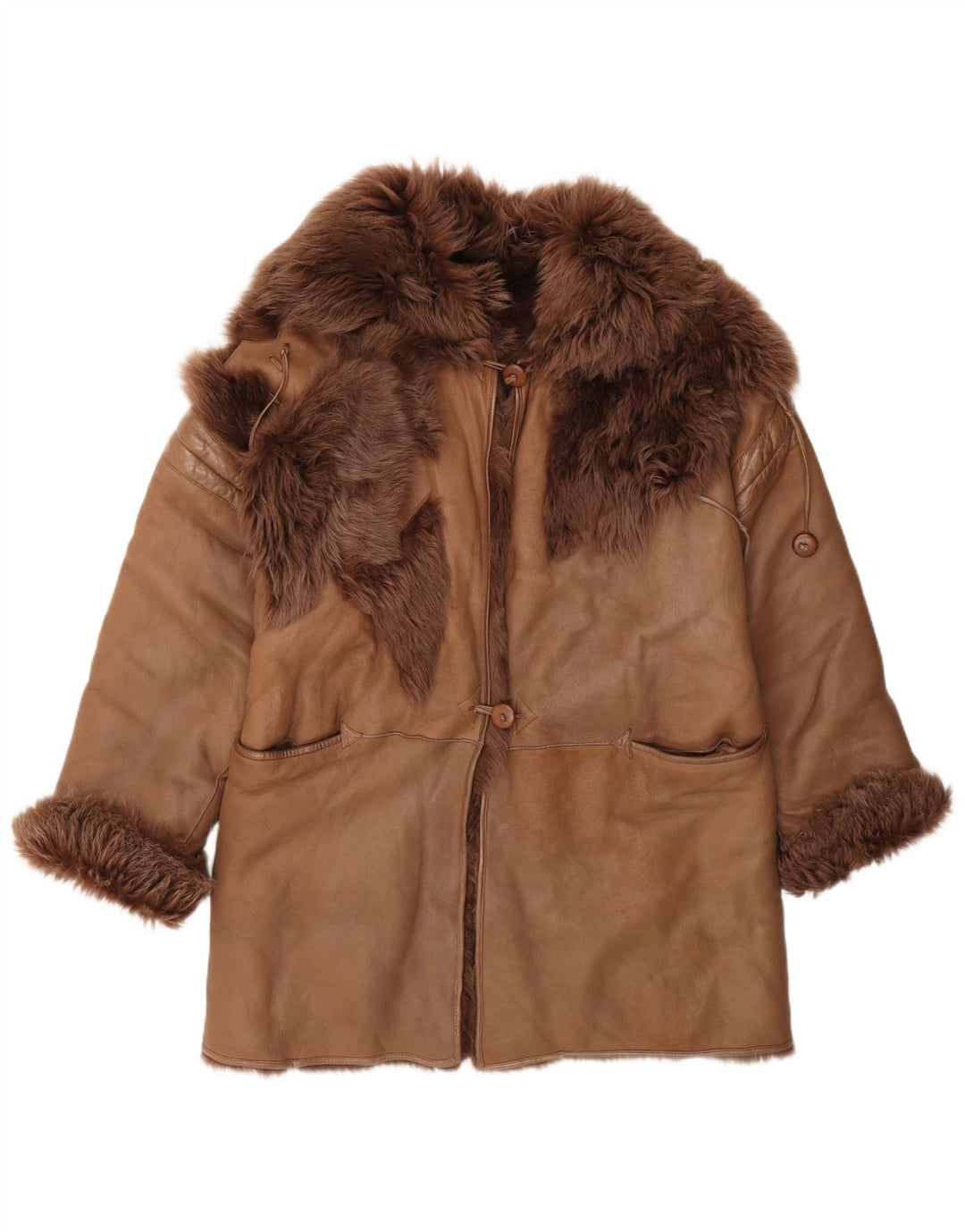 Cappotto in shearling vintage da donna IT 42 Marrone medio
