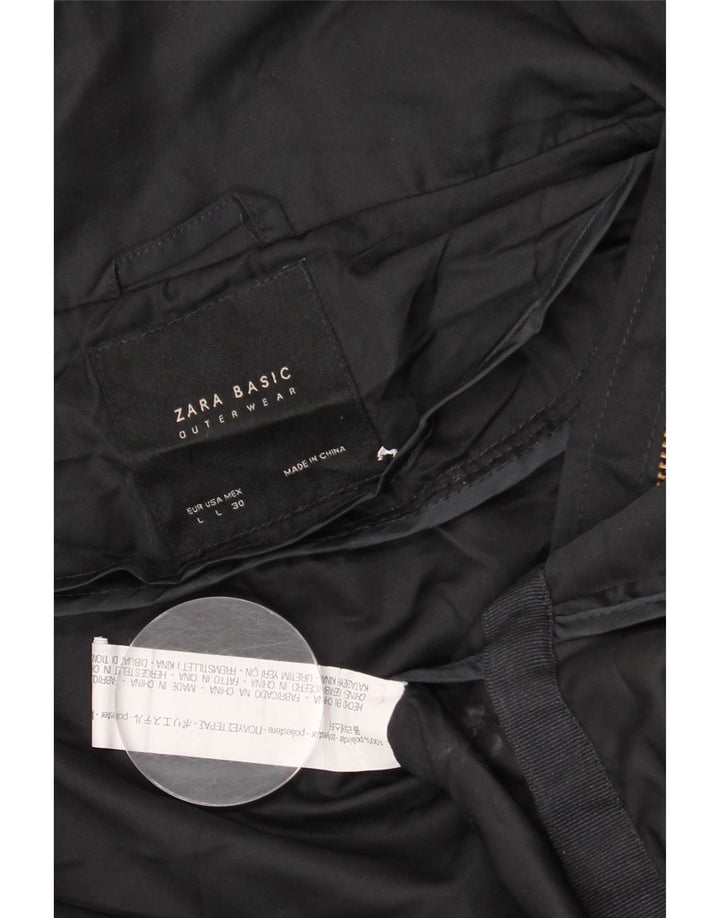 Giacca antipioggia corta con cappuccio da donna Zara UK 16 grande poliestere nero