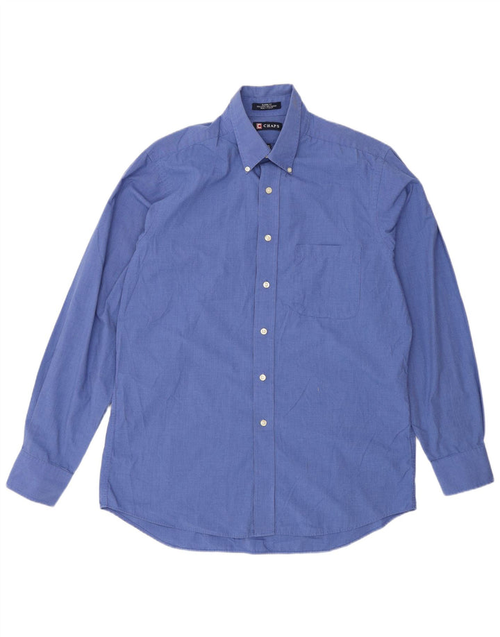 Camicia da uomo Chaps vestibilità classica taglia 15 1/2 cotone a quadri blu medio