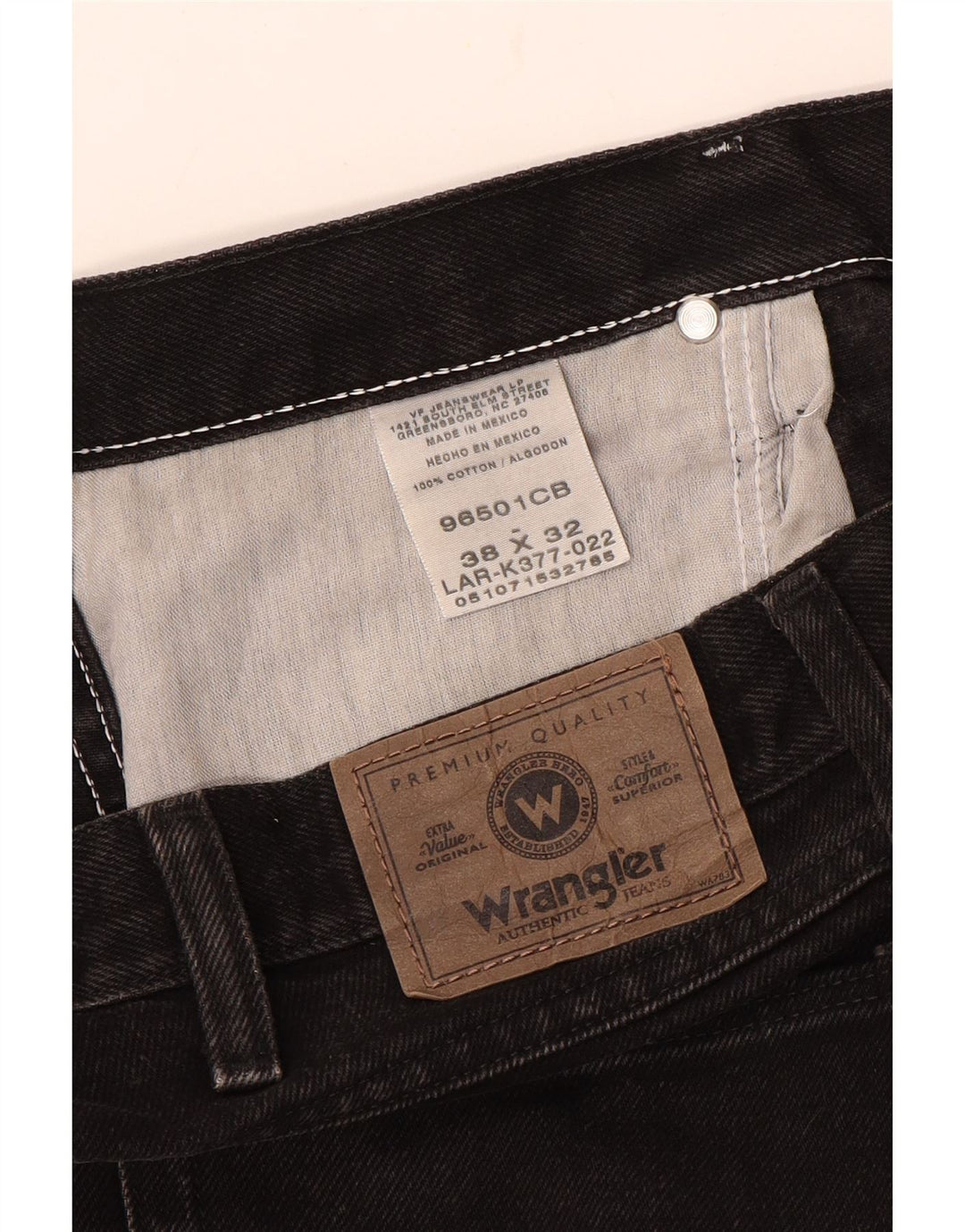 Jeans dritti da uomo Wrangler W38 L26 cotone nero