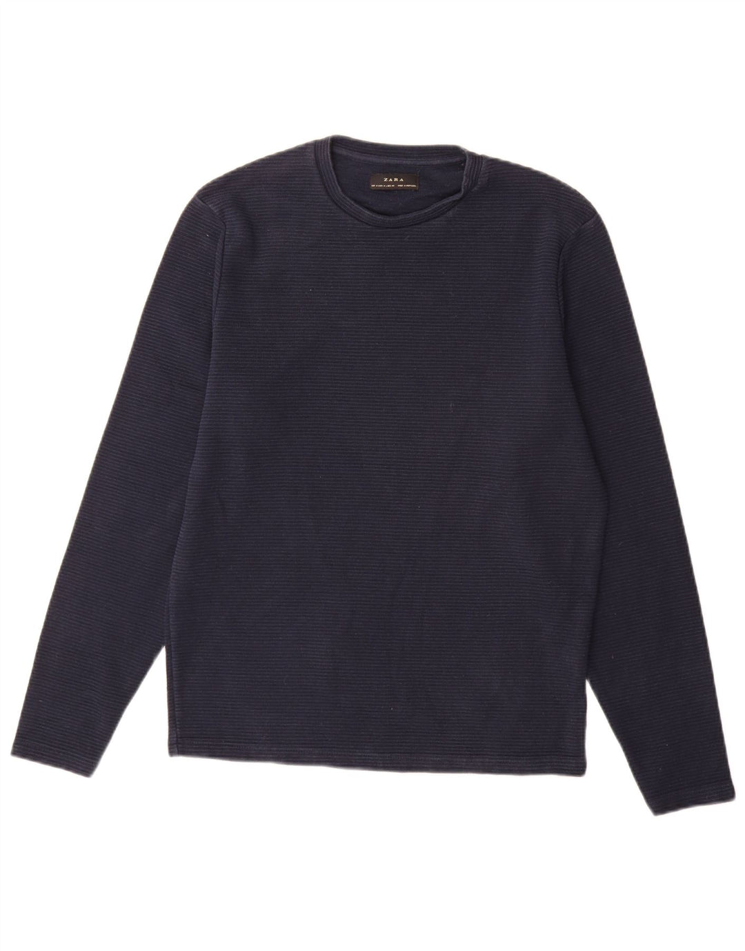 Top Zara da uomo a maniche lunghe in cotone blu navy medio