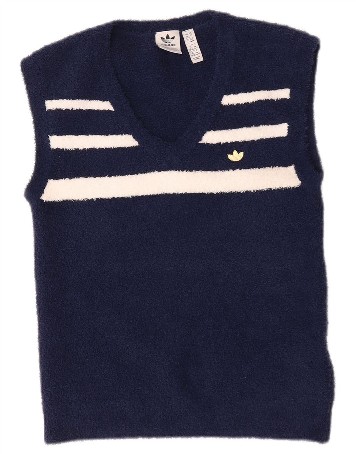 Canotta Adidas da donna Canotta UK 12 Medium Navy Blu a righe in poliestere