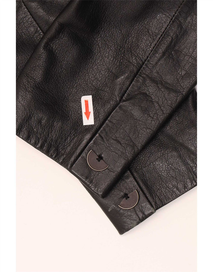 Giacca in pelle doppio petto da donna Madeleine UK 12 media nera