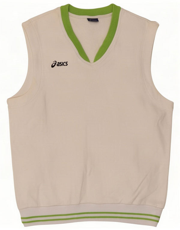 Asics Canottiera da uomo, cotone bianco medio