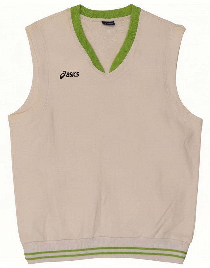 Asics Canottiera da uomo, cotone bianco medio