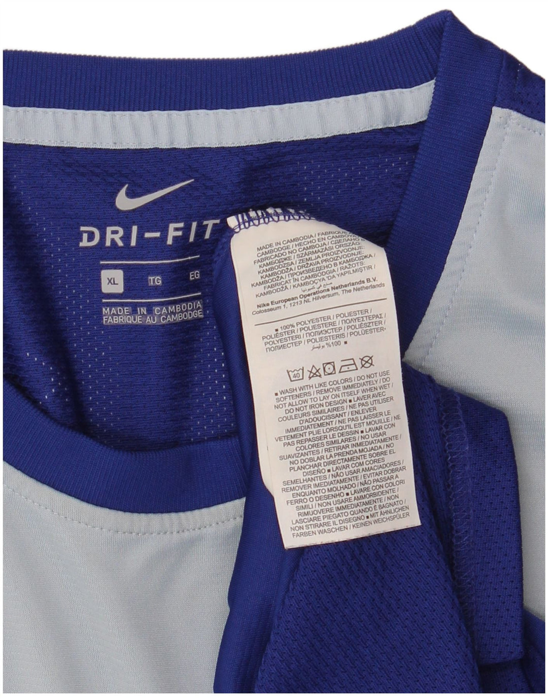 T-shirt Nike da uomo Dri Fit Top XL blu poliestere color block