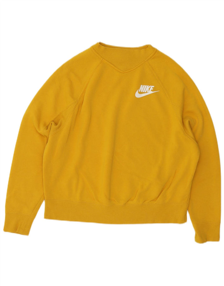 Felpa oversize da donna Nike maglione UK 10 piccolo cotone giallo