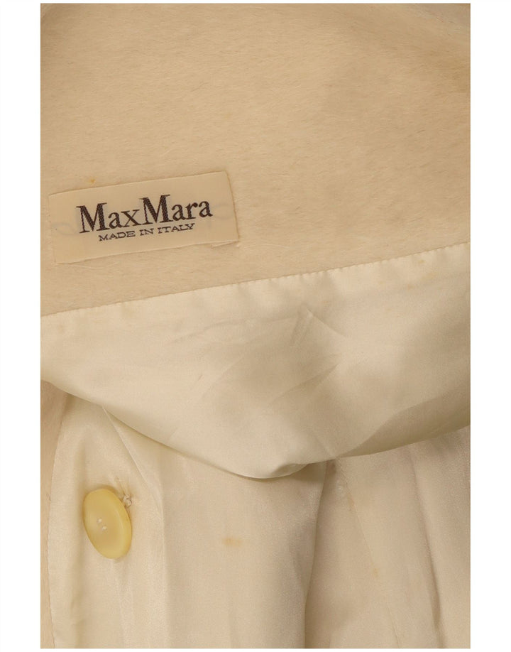 Cappotto doppiopetto da donna Max Mara UK 10 piccolo bianco sporco classico