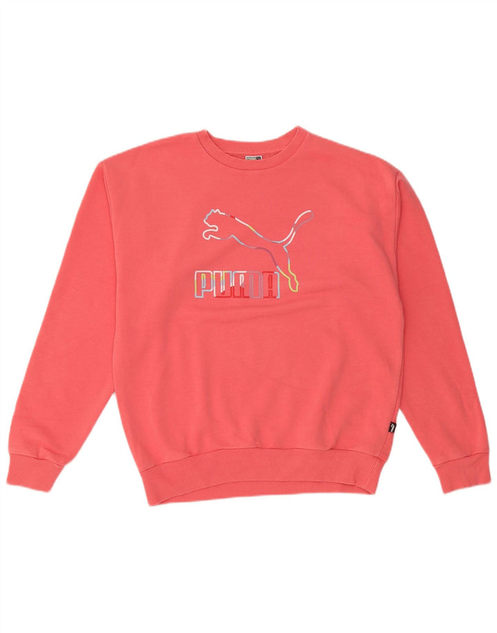 Felpa oversize con grafica da donna Puma UK 10 Small Pink Cotton