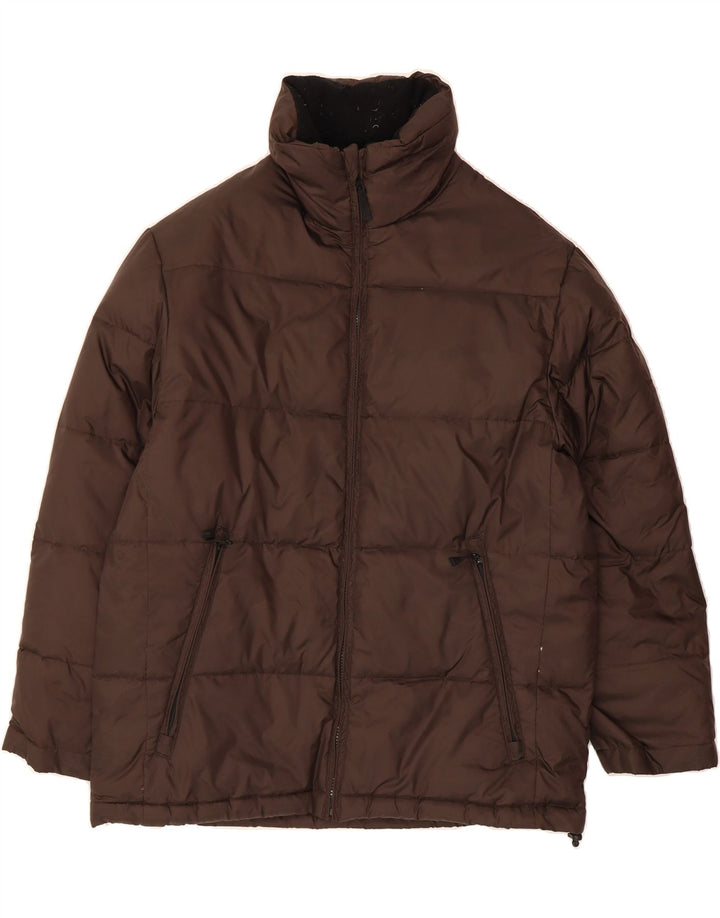 LE FROG Mens Padded Jacket UK 38 Medium Brown Polyamide Vintage Le Frog and Second-Hand Le Frog from Messina Hembry 