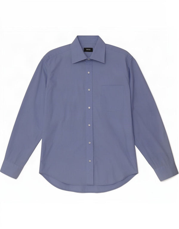 Camicia da uomo Hugo Boss taglia 39 15 1/2 cotone blu medio