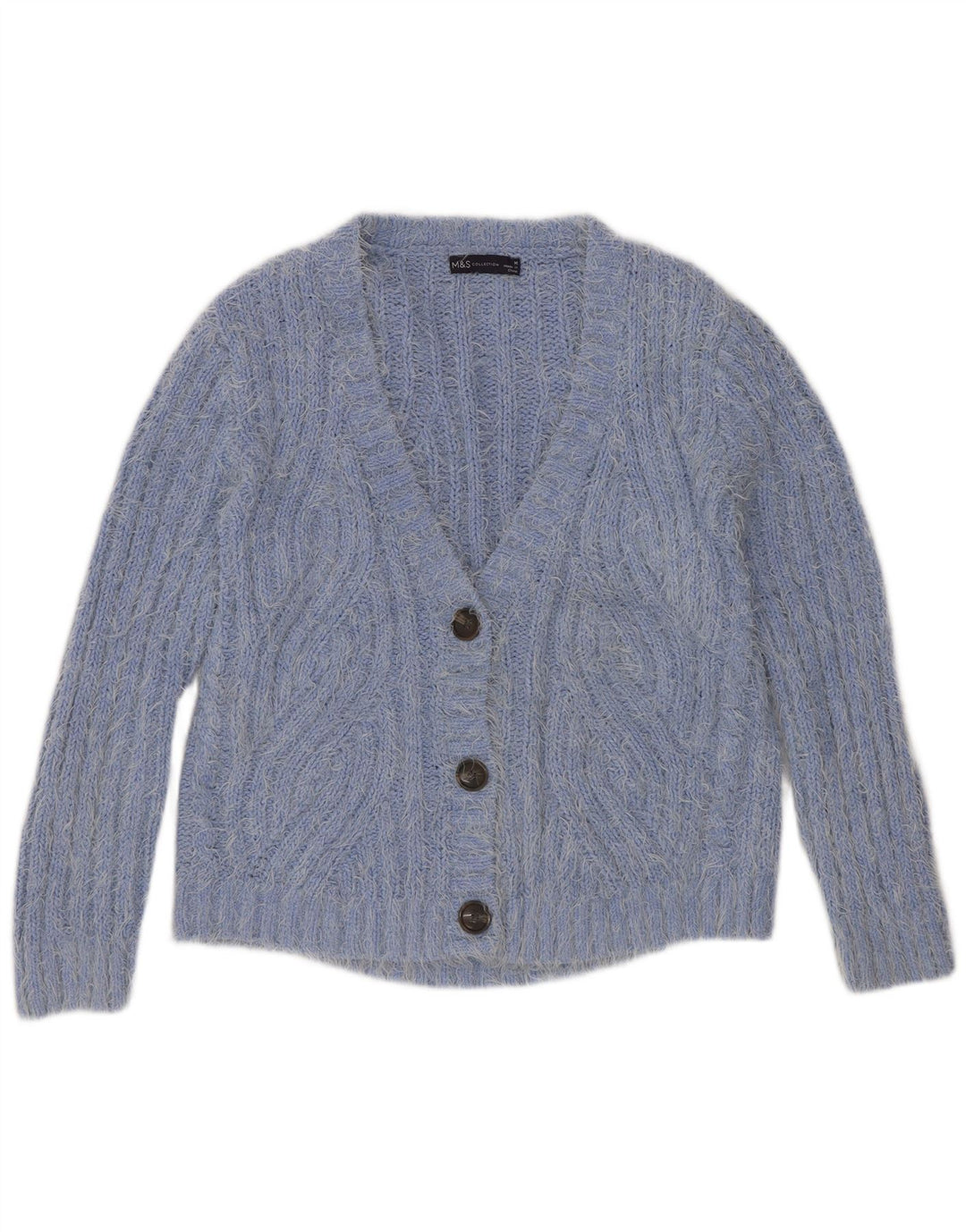 Maglione cardigan da donna Marks & Spencer UK 14 Poliestere blu medio
