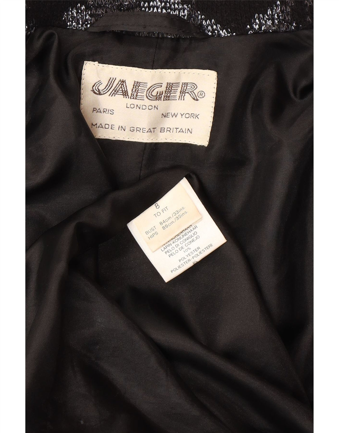 Soprabito aperto oversize da donna JAEGER UK 8 piccolo grigio floreale in lana