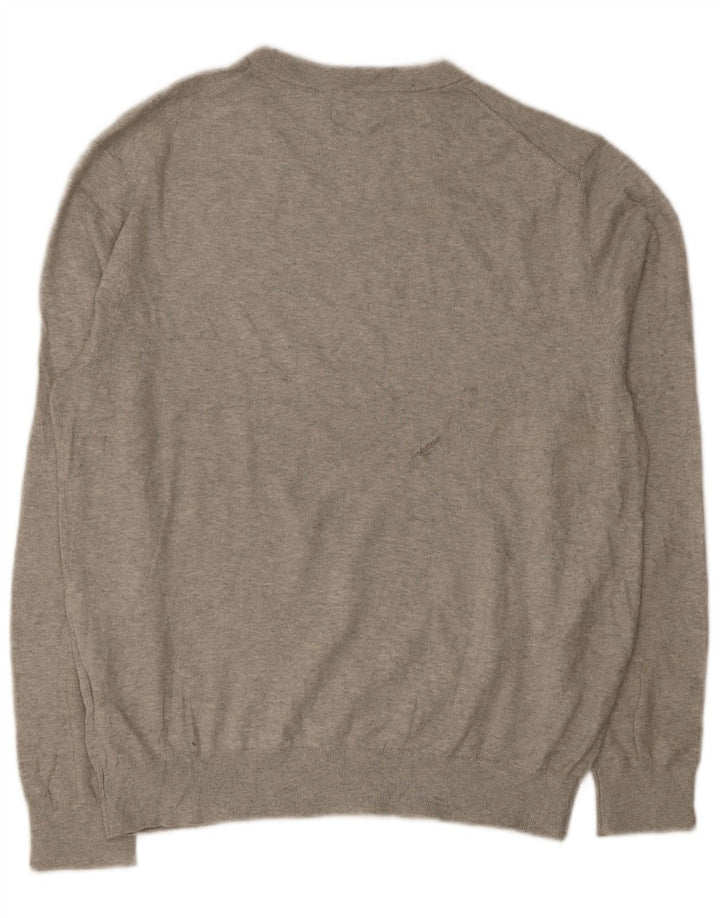 Maglione da uomo con scollo a V Nautica in cotone grigio medio