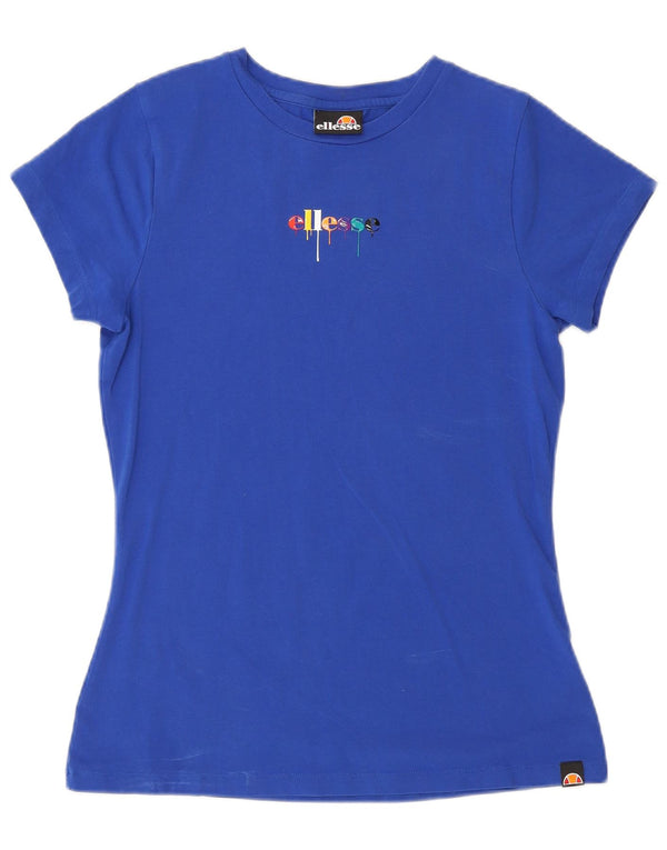 T-shirt grafica da donna Ellesse Top UK 10 piccola in cotone blu