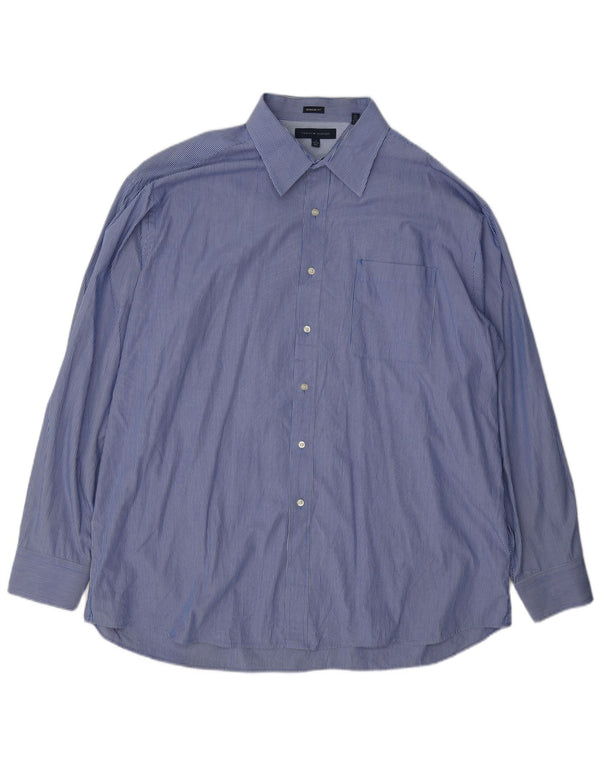 Camicia da uomo vestibilità regolare Tommy Hilfiger taglia 18 2XL cotone gessato blu